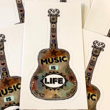 Load image into Gallery viewer, Guitar Sticker, MUSIC is LIFE
