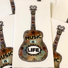 Load image into Gallery viewer, Guitar Sticker, MUSIC is LIFE