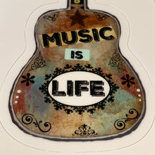 Load image into Gallery viewer, Guitar Sticker, MUSIC is LIFE