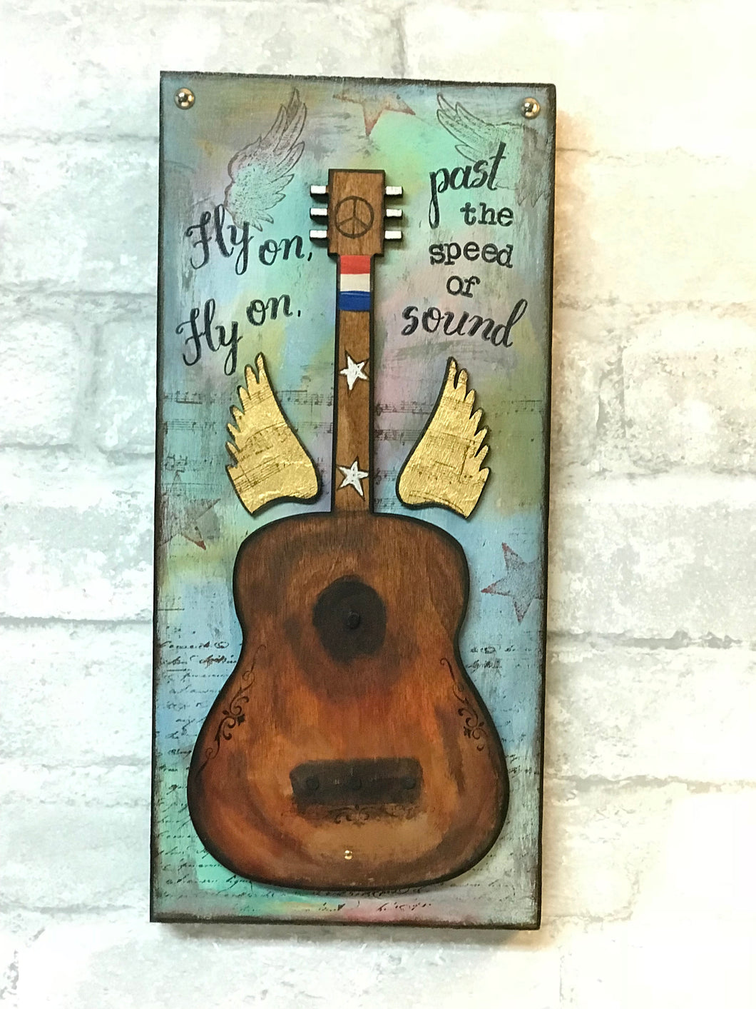 Willie Nelson, Angel flying too close, guitar art,